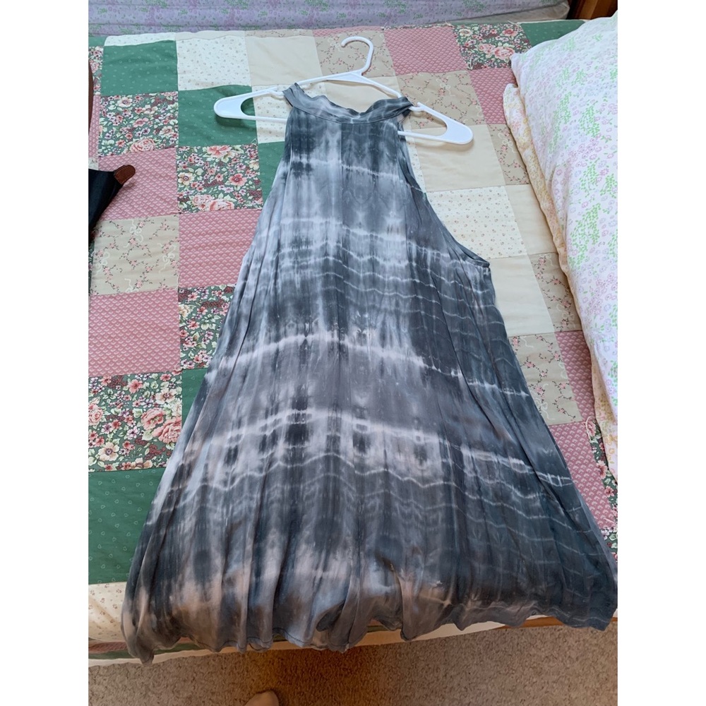 Grey tie dye open back romper